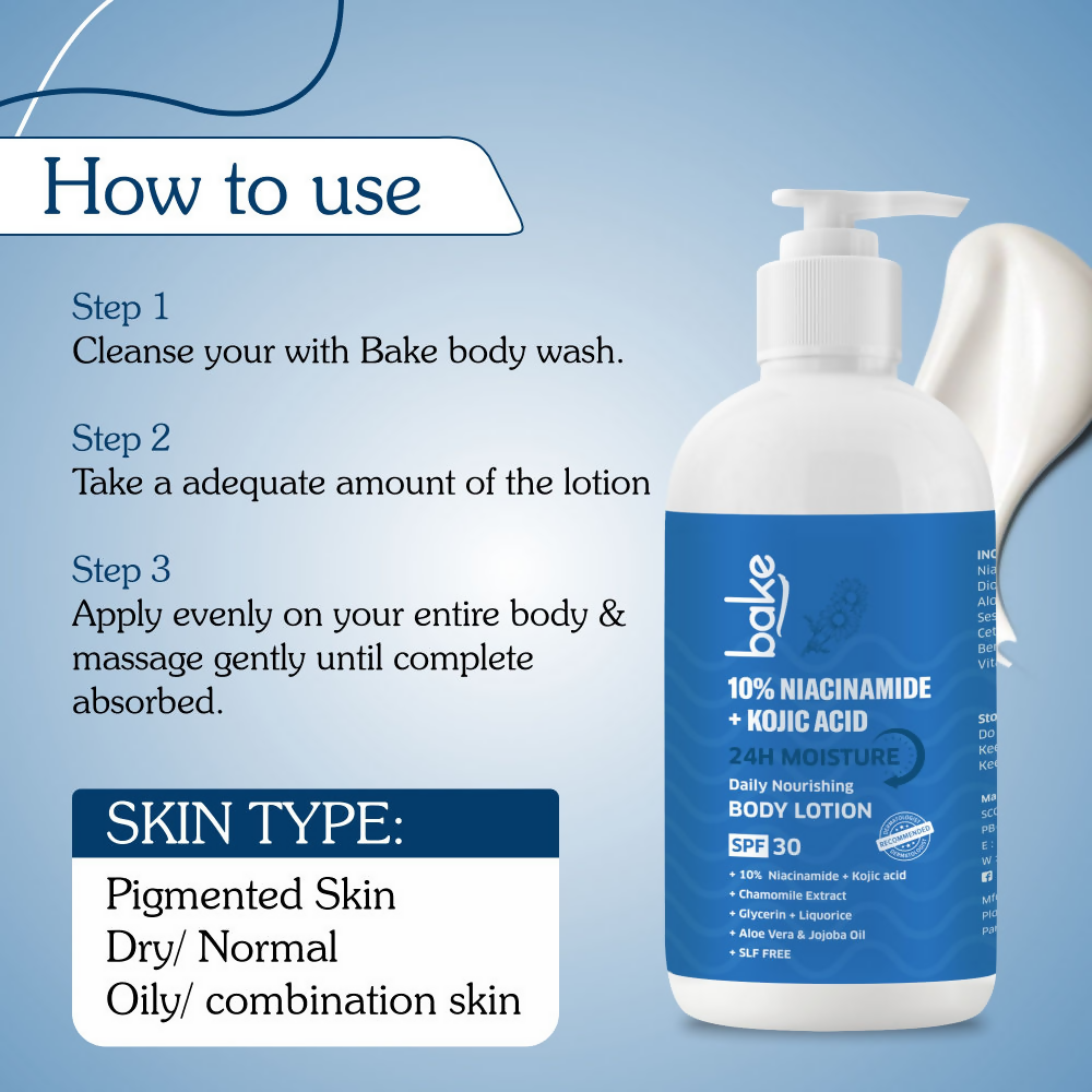 Bake 10% Niacinamide + Kojic Acid Body Lotion SPF 30 | Swadesiicart