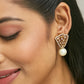 Nuyug 22K Gold-Plated Elegant Zircon Stone Studded & Pearls Drop Stud Earrings | Swadesiicart