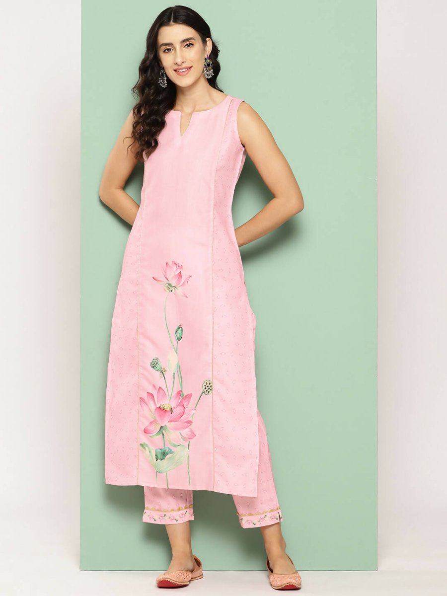 Ahalyaa Women's Traditional wear Kurta Set - Pink | Swadesiicart