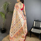 Joban Fashion Cream Banarasi Soft Silk Woven Saree | Swadesiicart