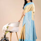 Astita Aura Silk Cream Sky Blue Banarasi Silk Saree | Swadesiicart