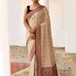 Joban Fashion Crème Crepe Chiffon Pure Handloom Banarasi Silk Saree | Swadesiicart