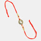 NVR Women & Men Set of 2 Gold & Red Kundan-Studded Bhaiya Bhabhi Rakhi With Roli Chawal | Swadesiicart