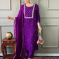 The52 Violet Rayon Slub Fabric Embroidered work Straight cut Kurta, Pant and Dupatta Set - Swadesiicart