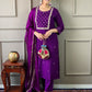 The52 Violet Rayon Slub Fabric Embroidered work Straight cut Kurta, Pant and Dupatta Set - Swadesiicart