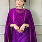 The52 Violet Rayon Slub Fabric Embroidered work Straight cut Kurta, Pant and Dupatta Set - Swadesiicart