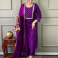 The52 Violet Rayon Slub Fabric Embroidered work Straight cut Kurta, Pant and Dupatta Set - Swadesiicart