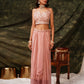 Peach Pure Crepe Handwork Top with Skirt & Shrug - Naomika - Swadesiicart