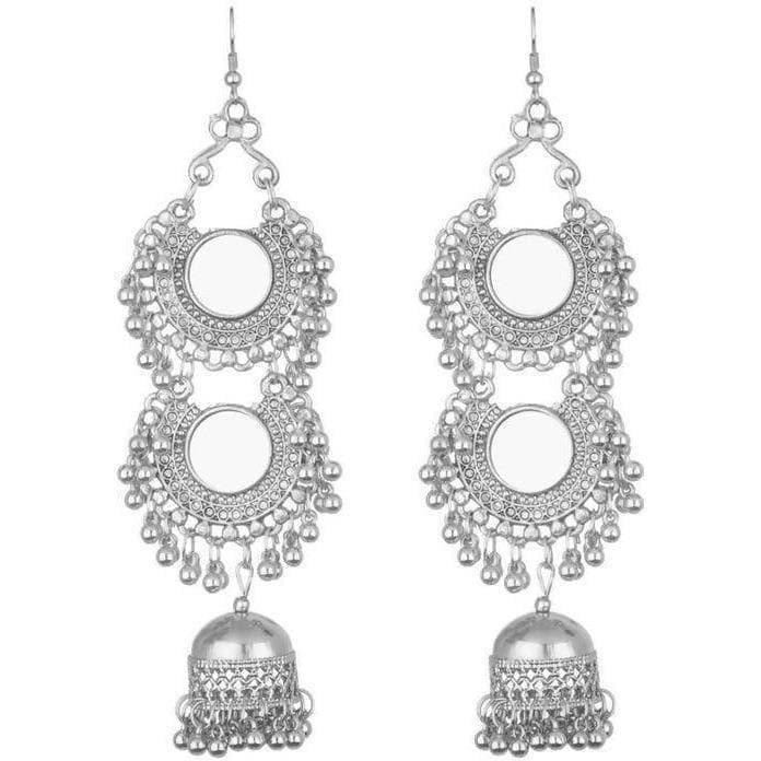 MS Fashion India Double Hanging Half Moon Long Earrings With Jhumka | Swadesiicart