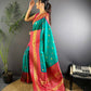 Joban Fashion Banarasi Turquoise Woven Soft Silk Saree | Swadesiicart