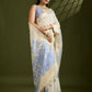 Vishnu Weaves Women's Blue Muga Cotton Thread Woven Saree with Blouse - Swadesiicart