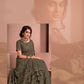 Brown Colored Crepe Embroidered Saree With Unstitched Blouse - Norita Raissa