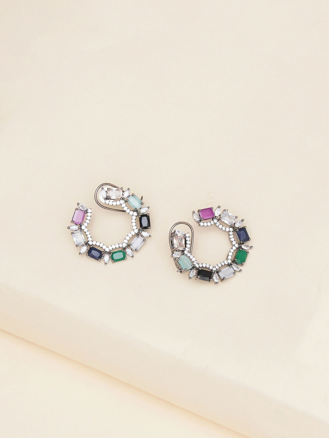 Multi Silver Stud Earrings- Ruby Raang | Swadesiicart