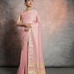 Vishnu Weaves Women's Pink Tissue Linen Zari Woven Saree with Blouse - Swadesiicart