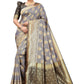 Vamika Ethnic Fire Grey Weaving Banarasi Jacquard Saree | Swadesiicart