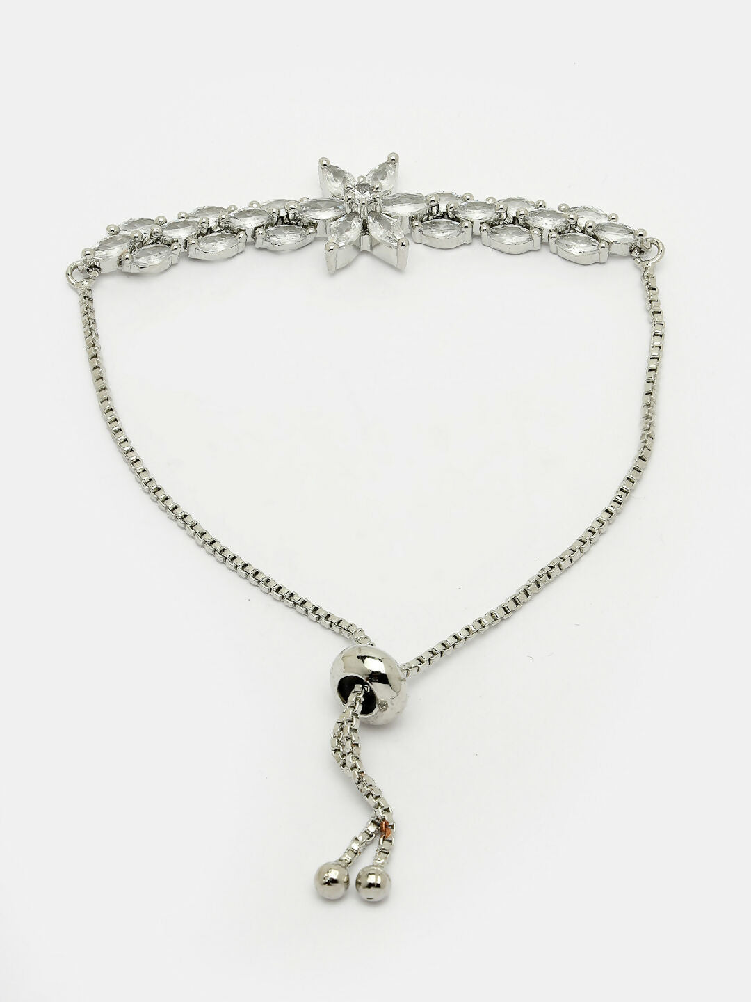 NVR Women Silver-Plated American Diamond Studded Rakhi With Roli Chawal | Swadesiicart