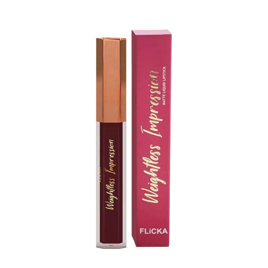 FLiCKA Weightless Impression 08 August - Maroon Matte Finish Liquid Lipstick - Limited Time Offer - Swadesiicart