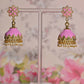 Pink Enamel Small Jhumki Earrings By House of Ree - Swadesiicart