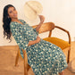 Janasya Teal Blue Cotton Floral Printed Casual Maternity Set | Swadesiicart