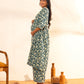 Janasya Teal Blue Cotton Floral Printed Casual Maternity Set | Swadesiicart