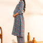 Janasya Blue Cotton Floral A-Line Kurta Set | Swadesiicart