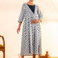 Janasya White Cotton Floral A-Line Dress | Swadesiicart