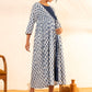 Janasya White Cotton Floral A-Line Dress | Swadesiicart