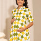 Janasya Multicolour Cotton Geometric A-Line Dress | Swadesiicart