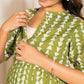Janasya Green Cotton Block Printed Casual Maternity Kurta | Swadesiicart