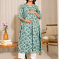 Janasya Sage Green Cotton Floral Printed Casual Maternity Kurta | Swadesiicart