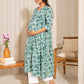 Janasya Sage Green Cotton Floral Printed Casual Maternity Kurta | Swadesiicart