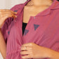 Janasya Pink Cotton Geometric Gathered Dress | Swadesiicart