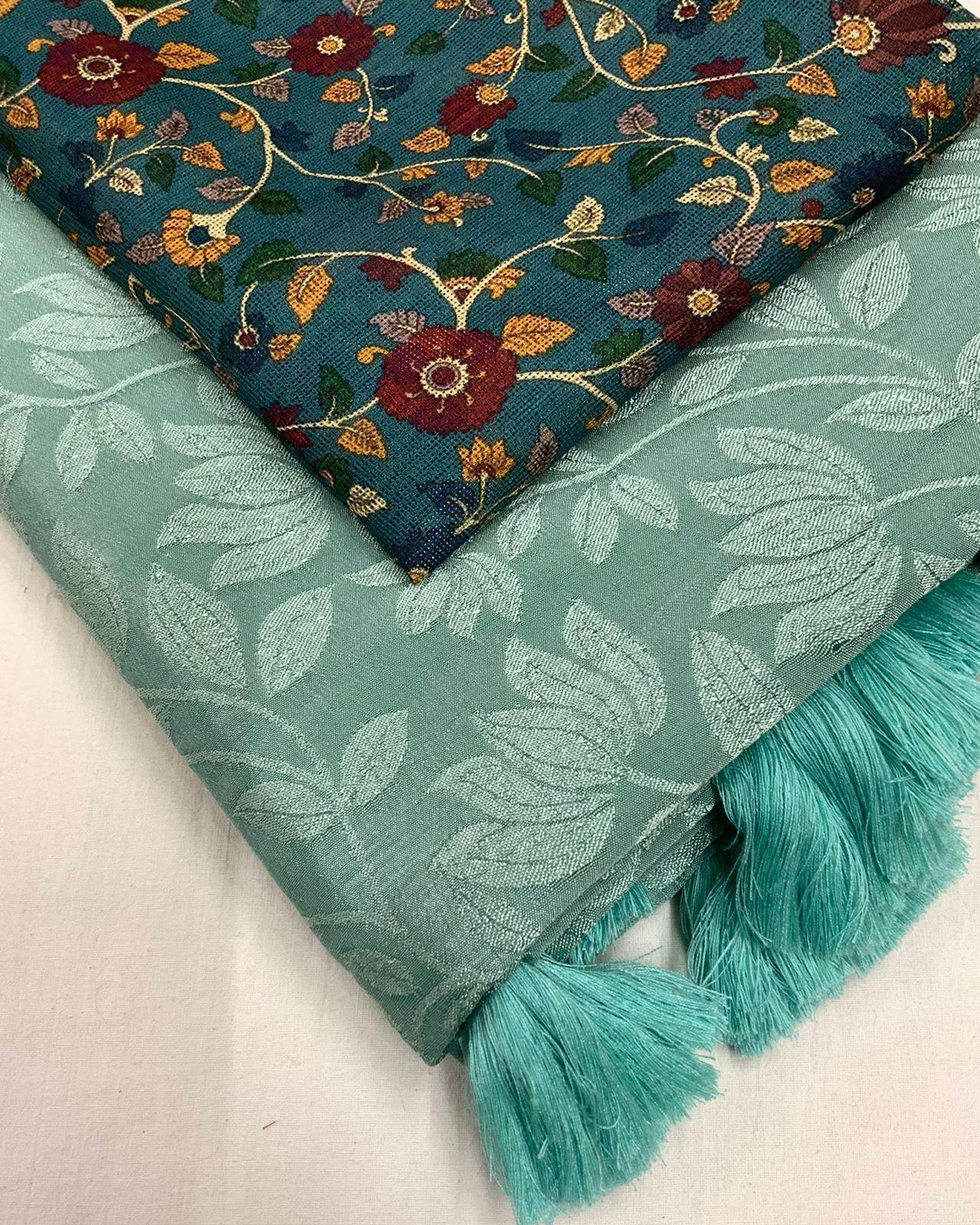 Rama Jute Silk Woven Design Saree with Unstitched Blouse - Hiral Fashion | Swadesiicart