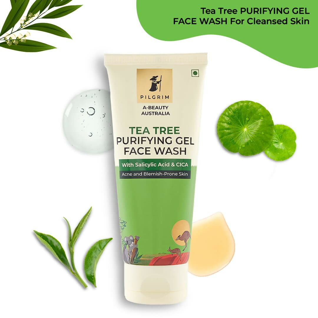 Pilgrim Australian Gel Face wash Purifying with Tea Tree, 1% Salicylic acid & CICA For Oily Skin, Acne And Pimples - Swadesiicart
