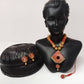 Terracotta Diamond Pendant Mini Necklace Set With Hangings