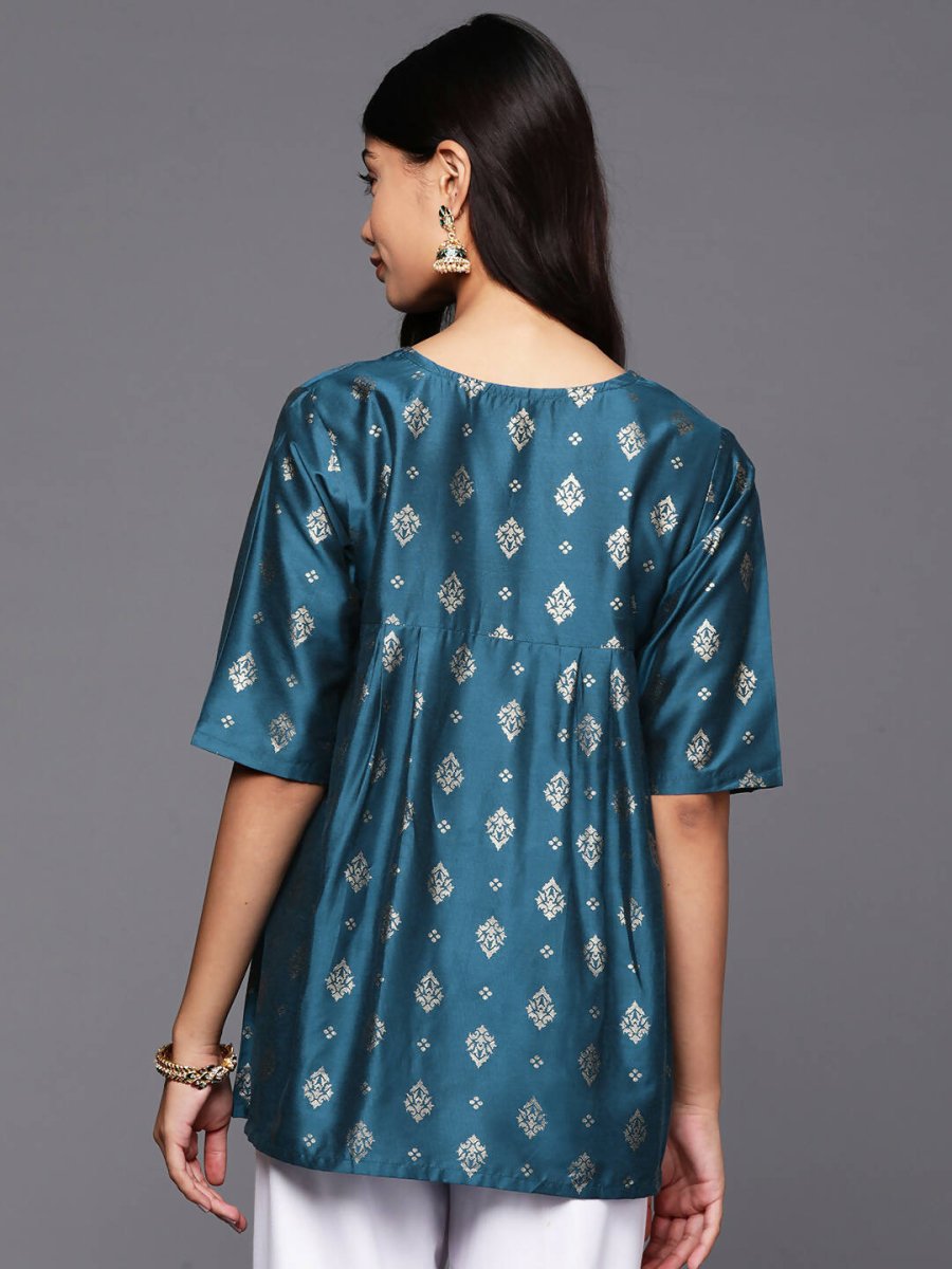 Ahalyaa Women's Traditional wear Tunic - Teal Blue | Swadesiicart