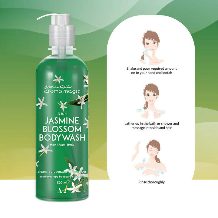 Blossom Kochhar Aroma Magic 3-in-1 Jasmine Blossom Body Wash | Aromatherapy Body Wash for Relaxation & Soft Skin - Swadesiicart