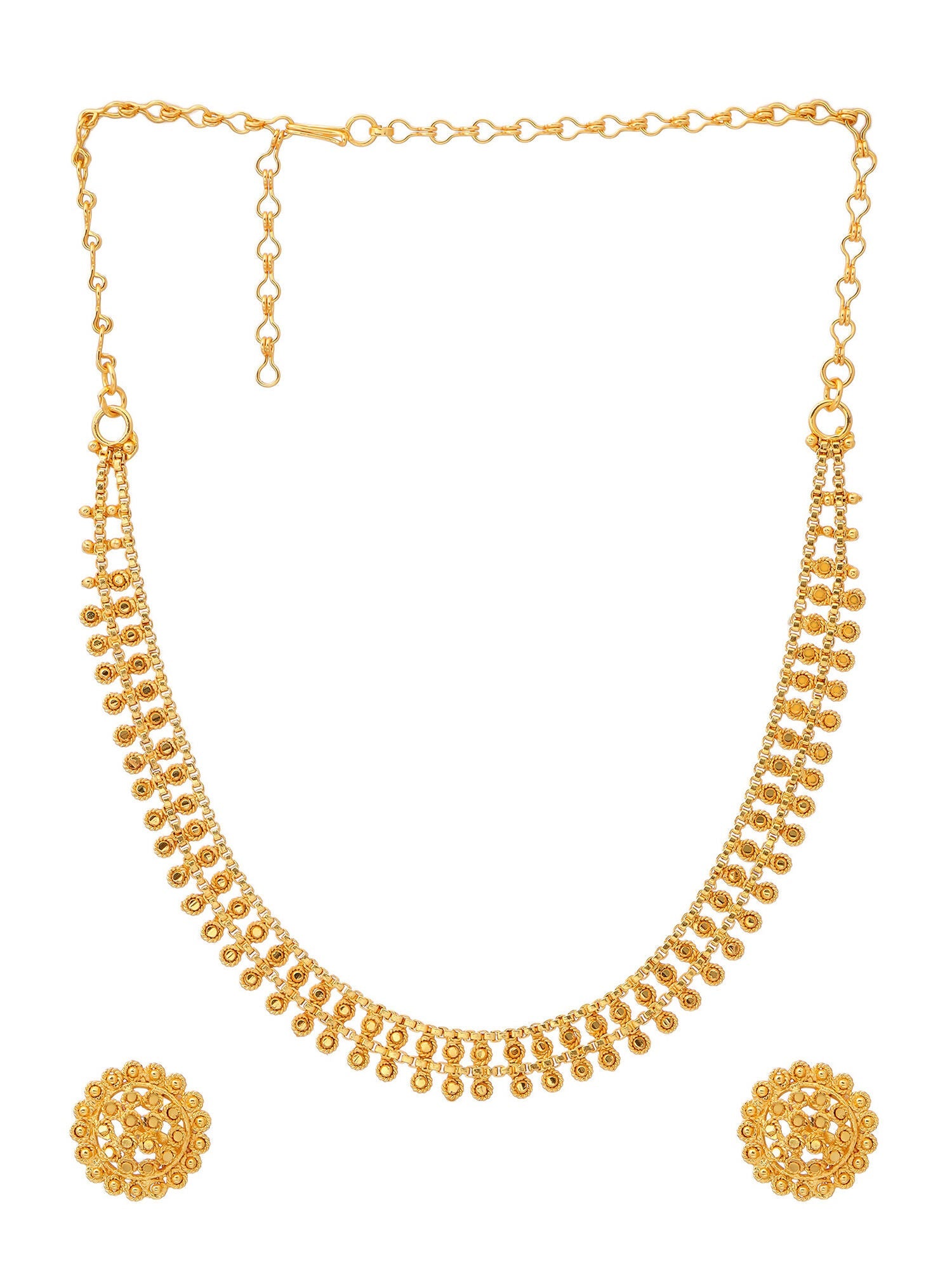 Ruby Raang Golden Necklace with Studs | Swadesiicart