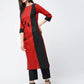 Aniyah Cotton Red Color Stylish Block Straight Kurta (AN-107K) - Swadesiicart