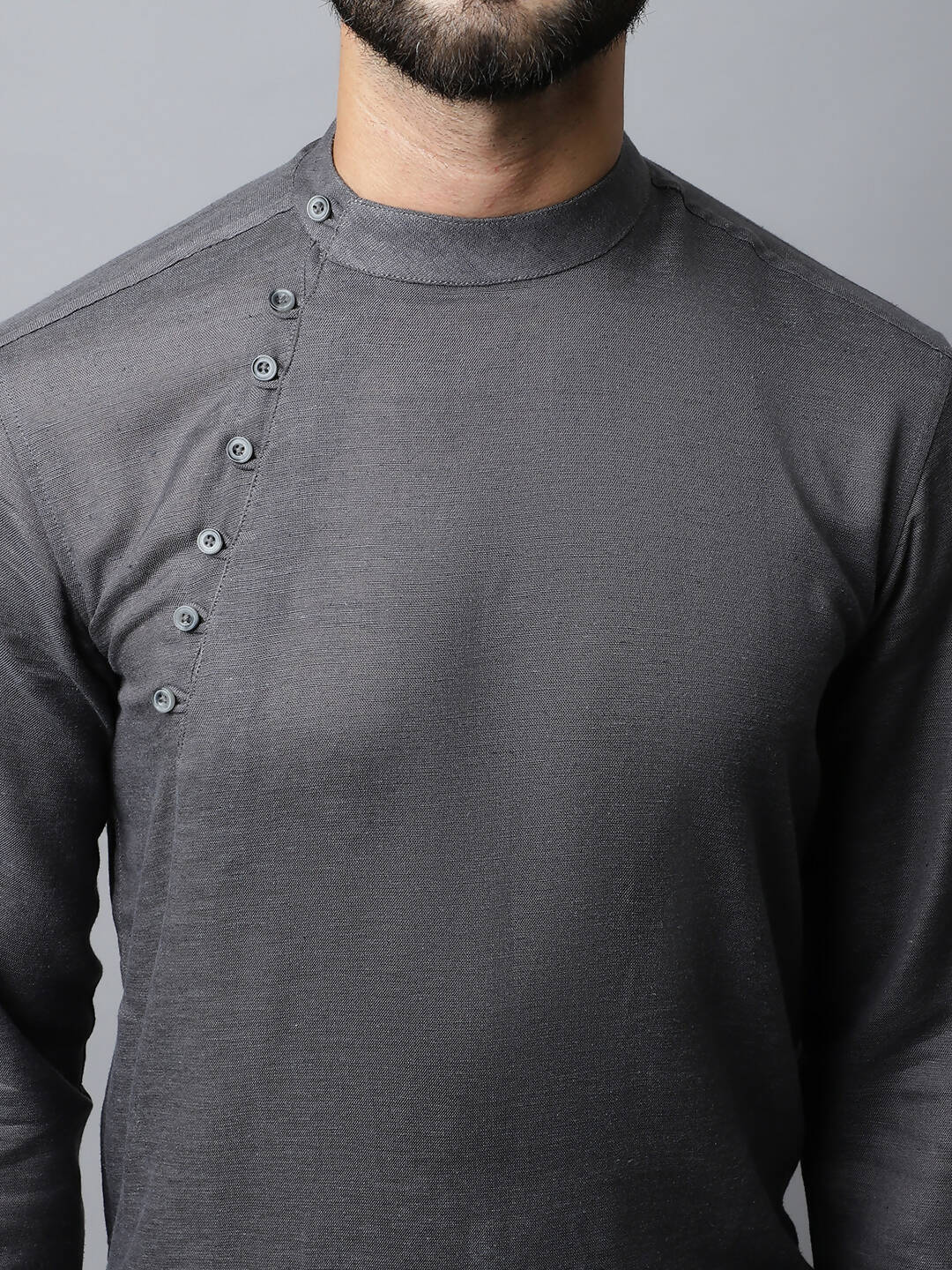 Even Apparels Grey Color Pure Cotton Men's Kurta With Side Placket (SLD1202) | Swadesiicart