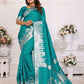 Anaita Turquoise kochi Silk With Bandhej Weaving Saree With Blouse
