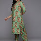 Ahalyaa Women's Traditional wear Kurta Set - Green | Swadesiicart