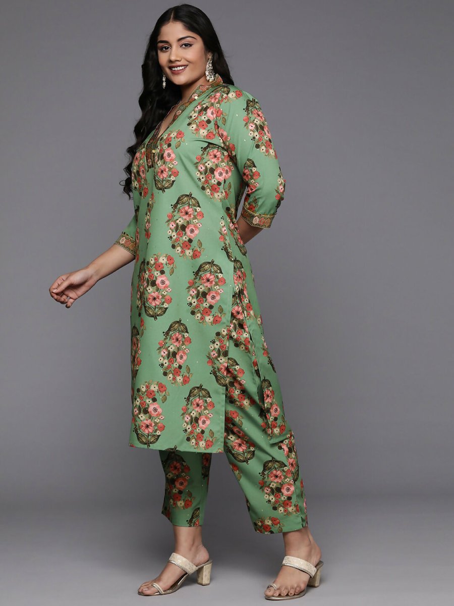 Ahalyaa Women's Traditional wear Kurta Set - Green | Swadesiicart