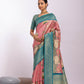 Vishnu Weaves Women's Pink Tissue Silk Zari Woven Saree with Blouse - Swadesiicart
