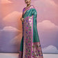 Vishnu Weaves Women's Rama Paithani Silk Zari Woven Saree with Blouse - Swadesiicart