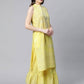 Ahalyaa Women Yellow Colour Pure Cotton Glitter Print Kurta Palazzo Set | Swadesiicart