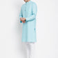 Even Apparels Blue Rayon Men's Kurta With Band Collar | Swadesiicart