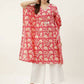 FIORRA Women's Printed Pure Cotton Kaftan Kurta - Red - Swadesiicart