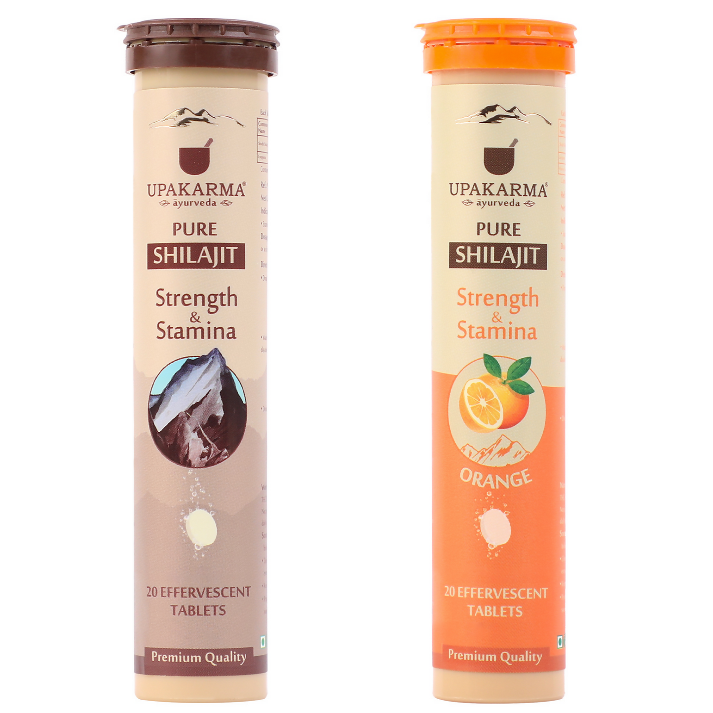 Upakarma Ayurveda Pure SJ Effervescent Tablets in 2 Unique Flavors (Pure SJ & Orange) Combo | Swadesiicart
