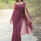 Very Much Indian Designer Pure Cotton Saree With All Over Linear Stripes - Maroon | Swadesiicart